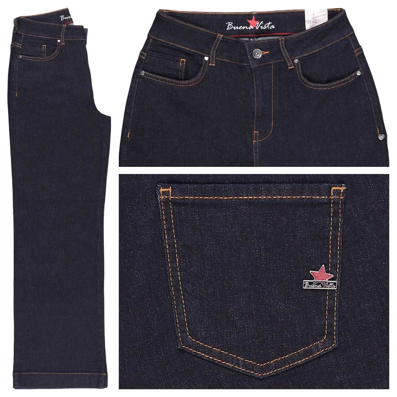 Buena Vista Wide Leg Stretch Denim Jeans raw dark blue