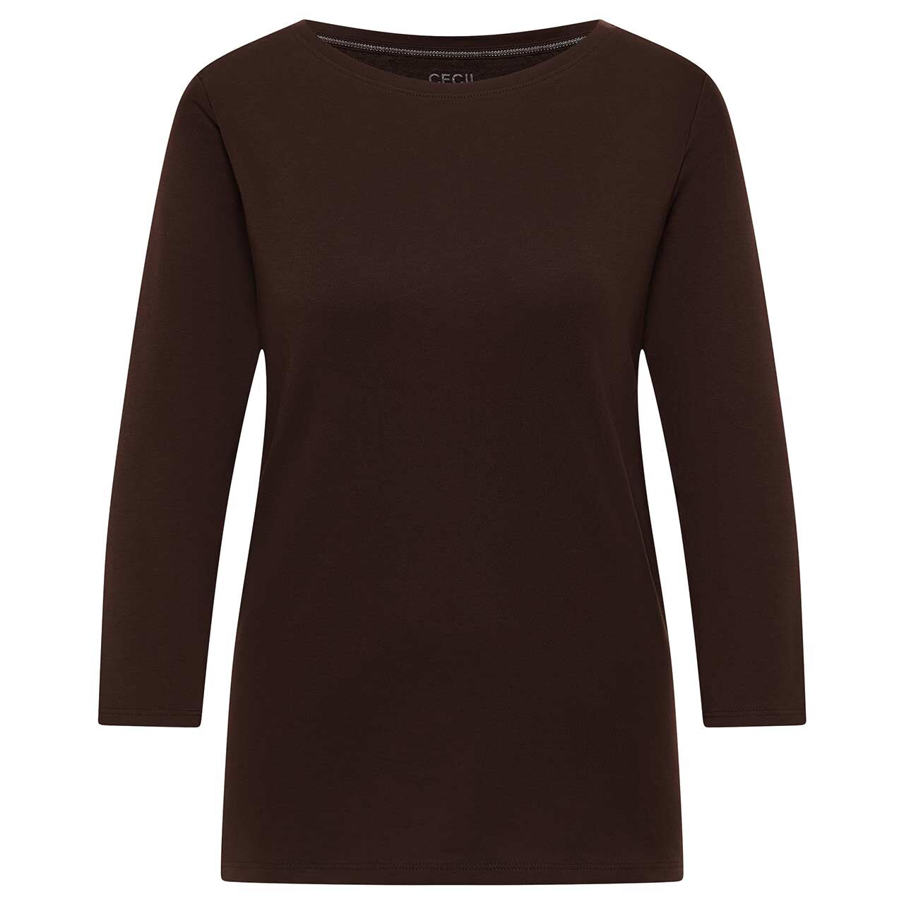 Cecil Damen 3/4 Arm Shirt Basic Boatneck tartufo brown