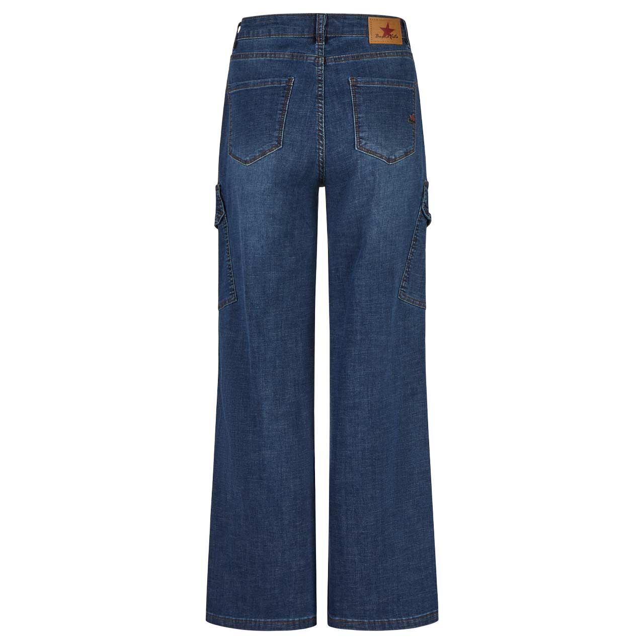 Damenjeans Wide Leg C Cross Denim von Buena Vista in Dunkelblau angewaschen, Rückansicht