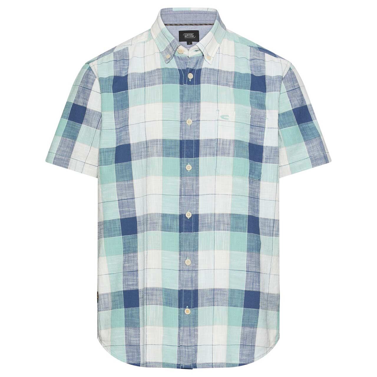 Camel active Herren 1/2 Arm Hemd airy blue check