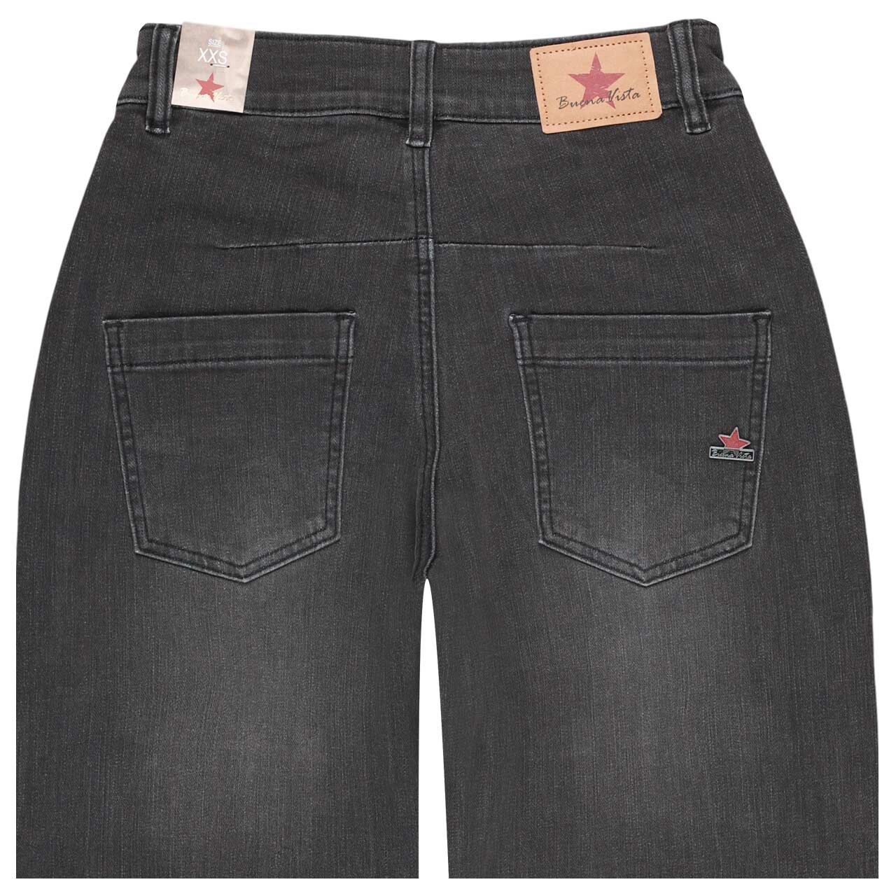 Damenjeans Barrel-F 7/8 Stretch Denim von Buena Vista in Schwarz verwaschen, detaillierte Rückansicht