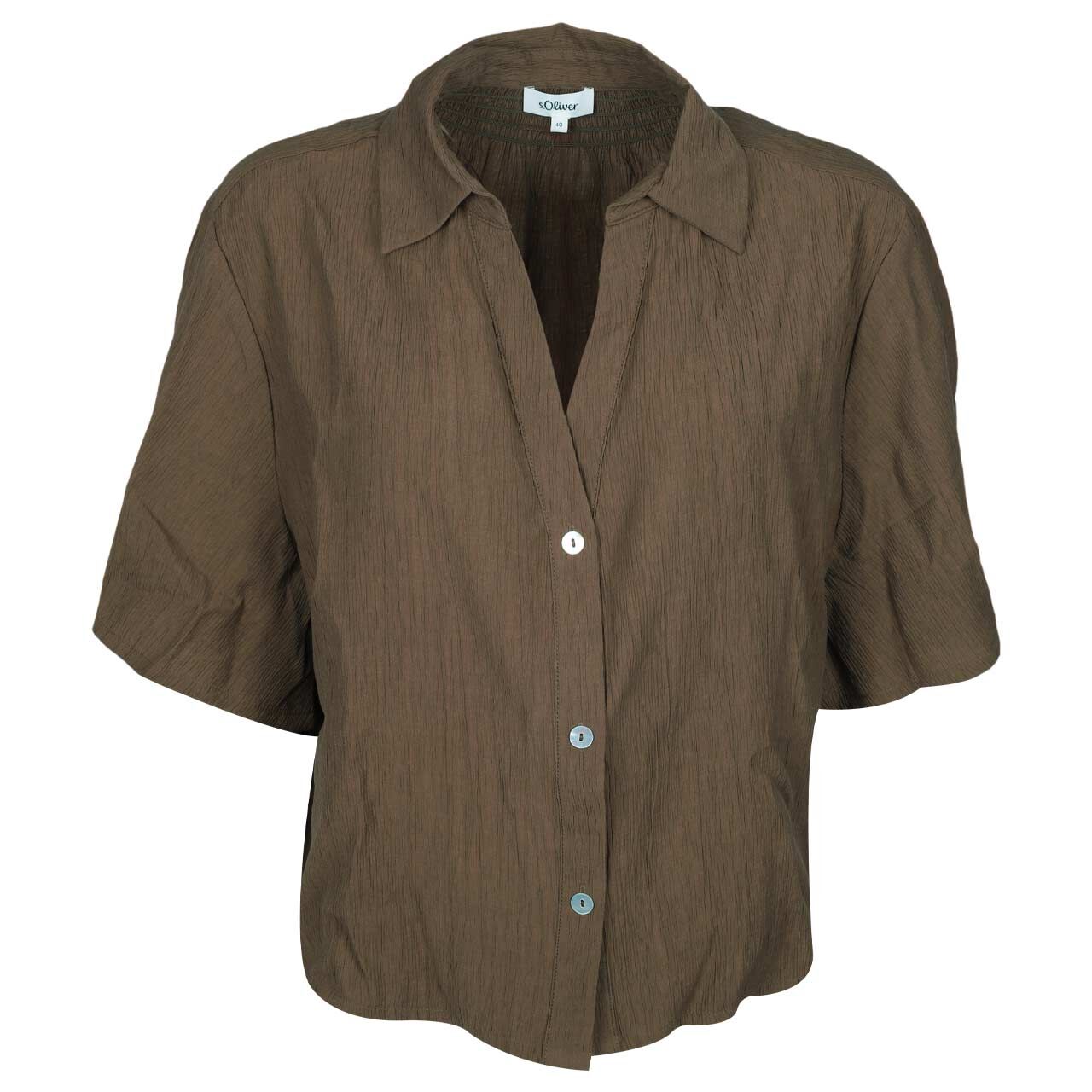 s.Oliver Damen Kurzarm Bluse teak brown structured