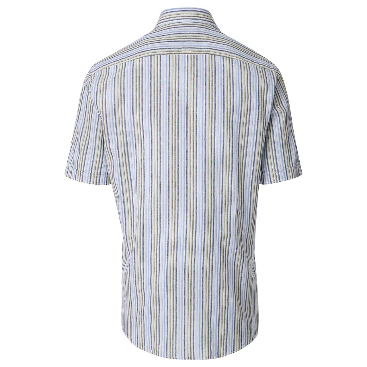 Herren Leinen 1/2 Arm Hemd von Casa Moda in Hellblau gestreift, Rückansicht