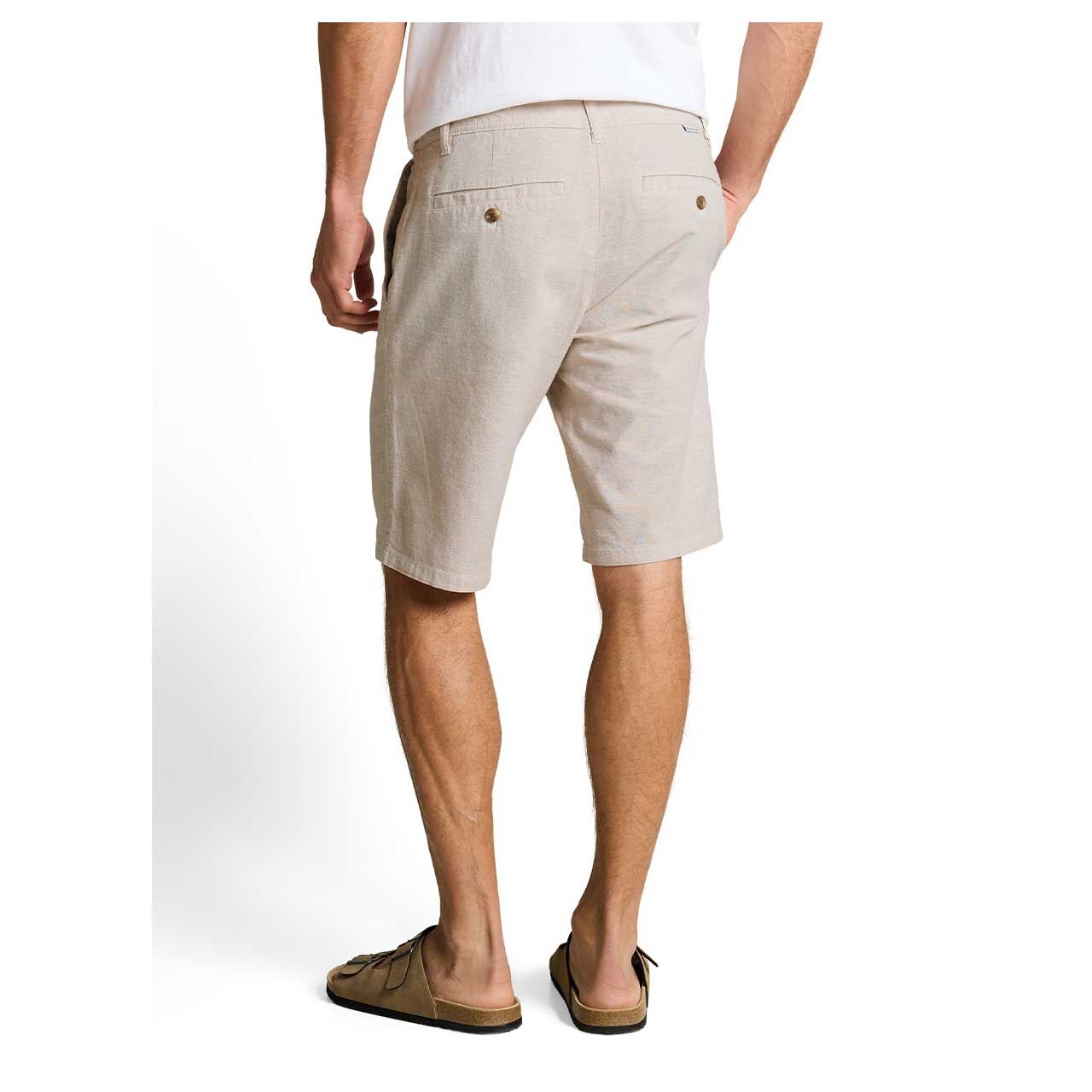 Herren Chino Leinen Bermuda von Tom Tailor in Beige meliert, Rückansicht Model