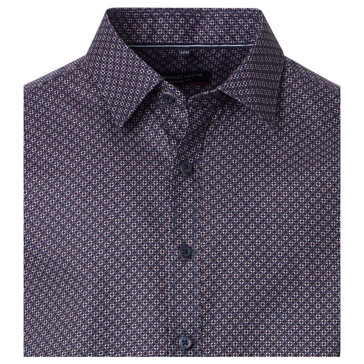 Herren Langarm Hemd von Casa Moda in Blau mit Print, Detailansicht vorne