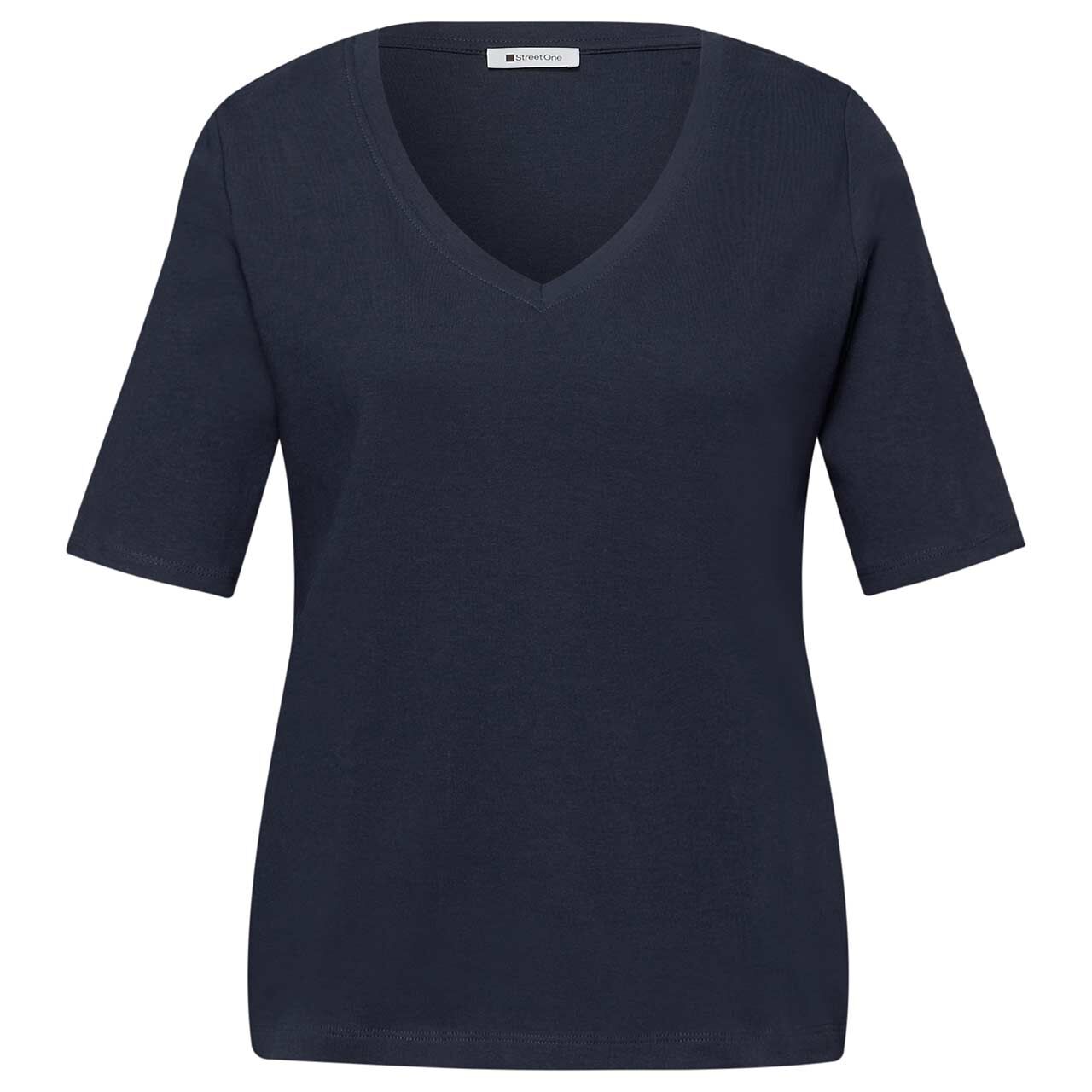 Street One Damen T-Shirt Basic V-Neck shadowed navy
