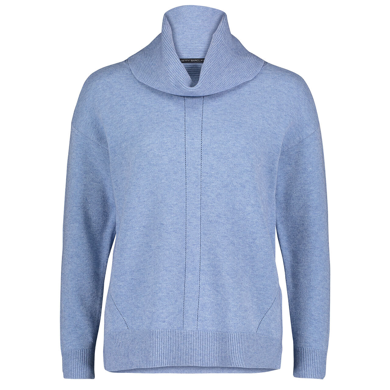betty-barclay-pullover-patchwork-and-foil-loop-blau-30128 Betty Barclay Rollkragen Pullover für Damen in Blau meliert, FarbNr.: 8710