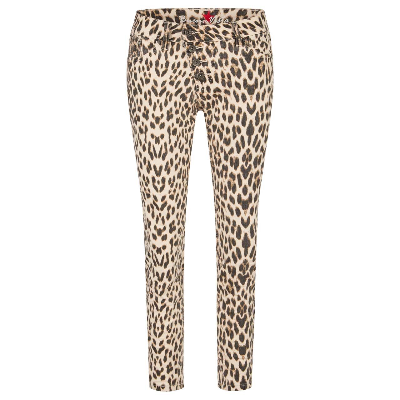 Damen Baumwollhose Malibu 7/8 Stretch Twill von Buena Vista in Beige mit Print, Vorderansicht