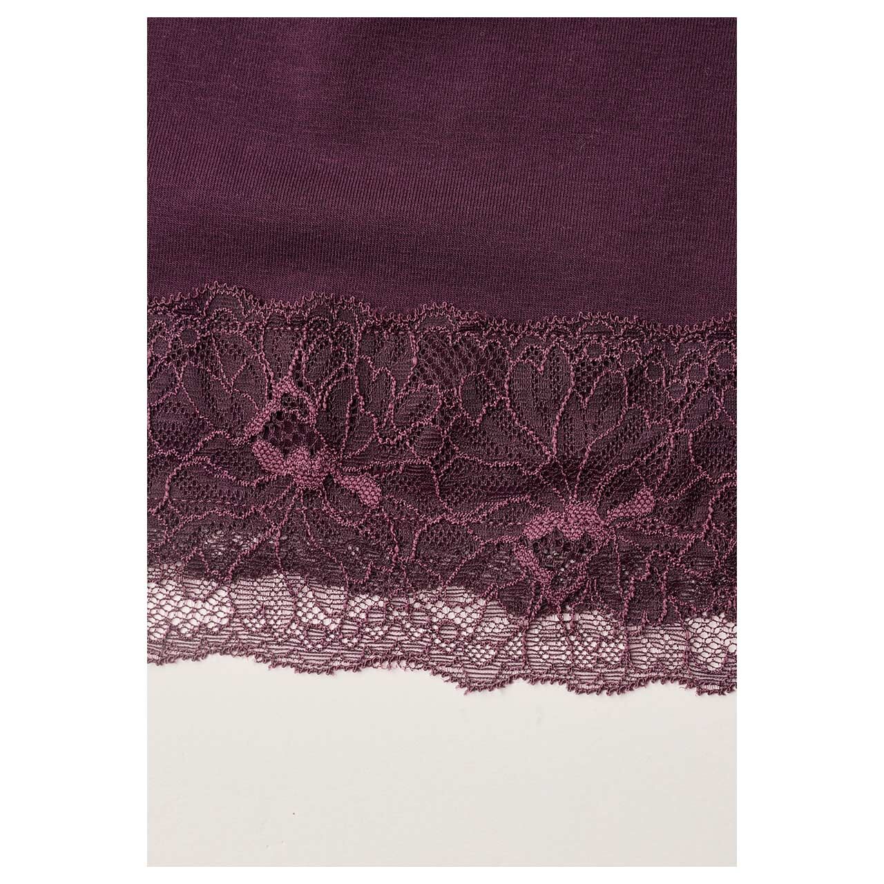 Damen Langarm Shirt Basic Lace Cuffs von Street One in Lila, Detailansicht Spitze