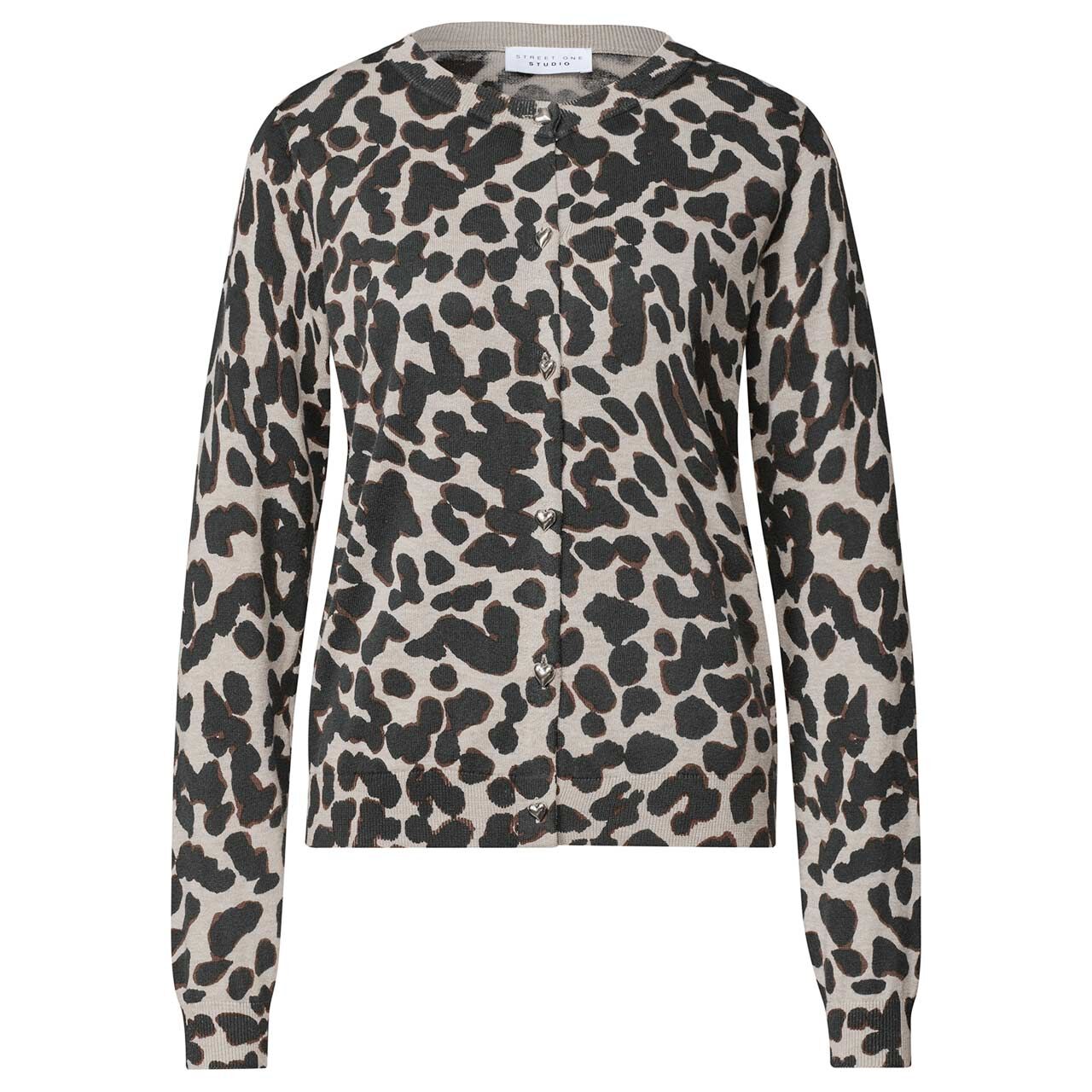 Street One Studio Damen Strickjacke Printed Cardigan light biscuit sand melange
