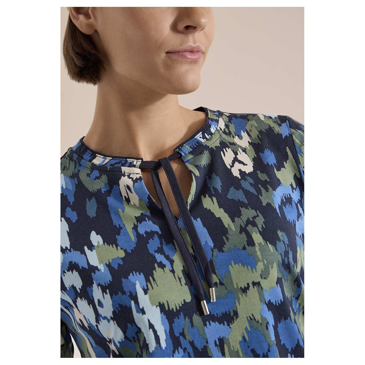 Cecil Damen T-Shirt Tunic urban dark blue alloverprint