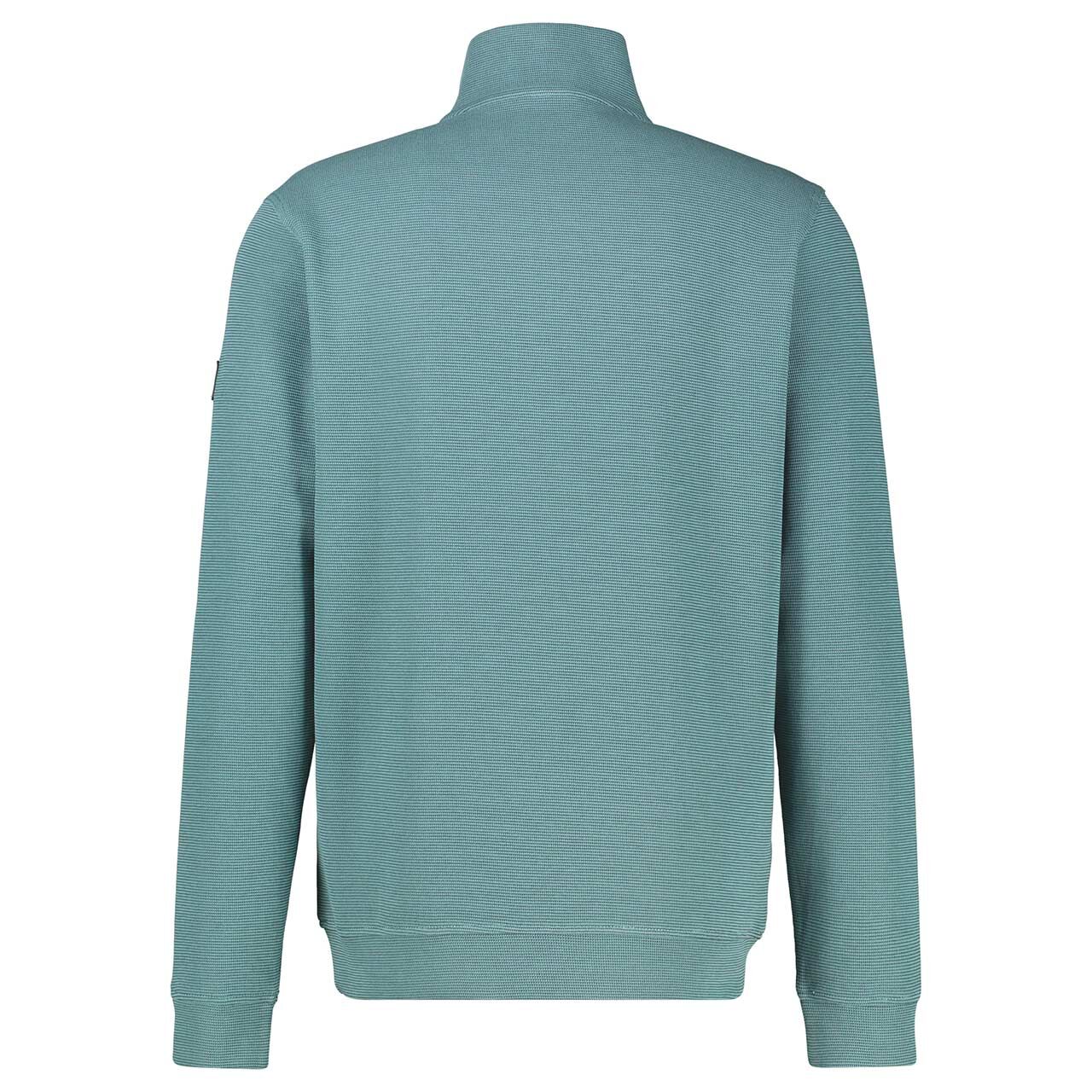 Herren Sweatshirt Troyer von Lerros in Türkis meliert, Rückansicht