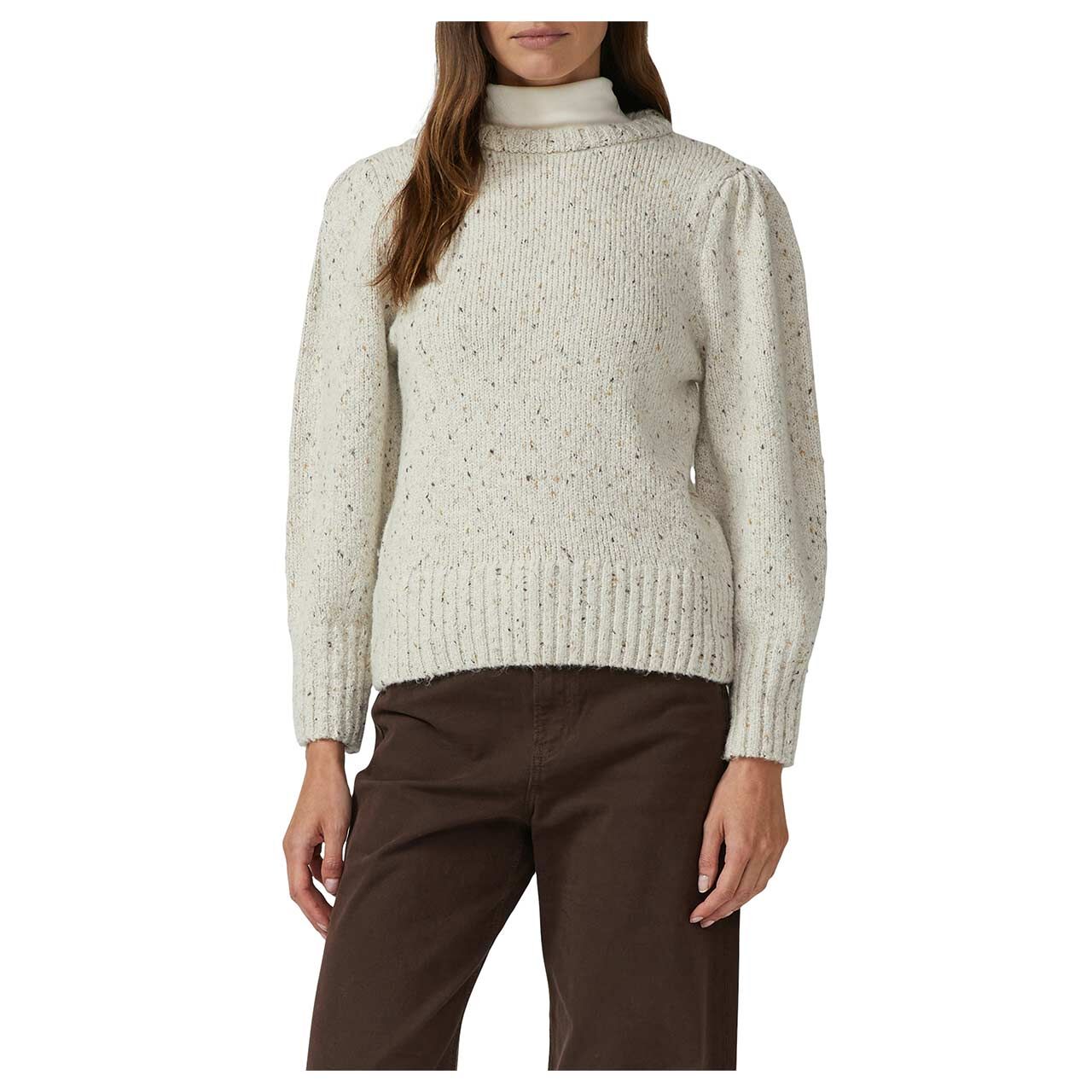 s.Oliver Damen Pullover in Cremeweiß mit Print, Vorderansicht am Model