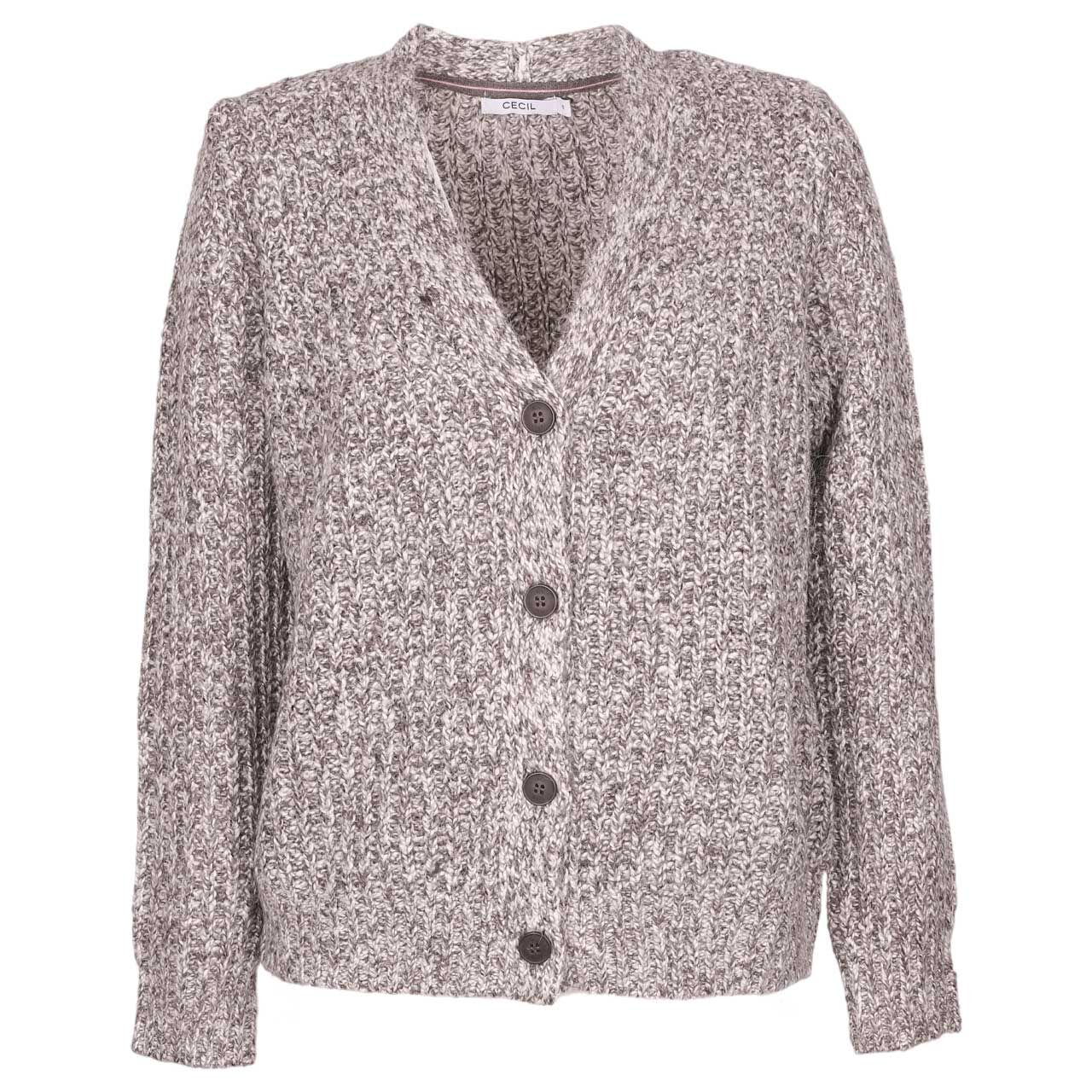 Cecil Damen Strickjacke Chunky Two Tone Cardigan mushroom taupe melange