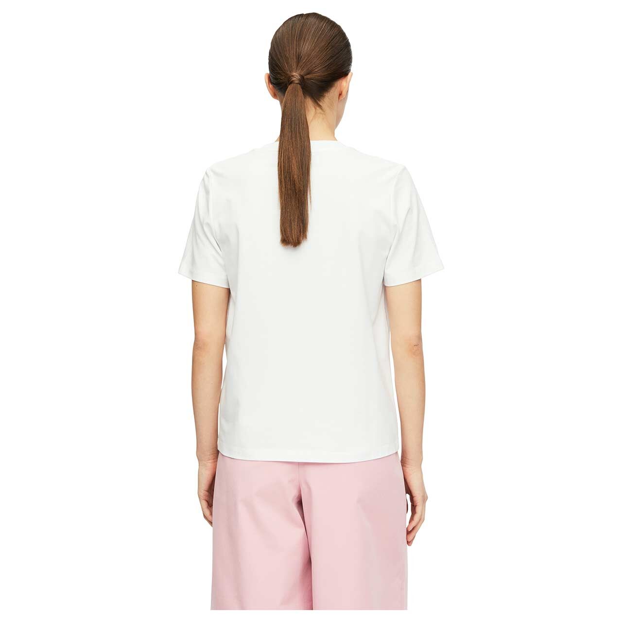 Damen T-Shirt von Comma in Weiß mit Print, Rückansicht am Model