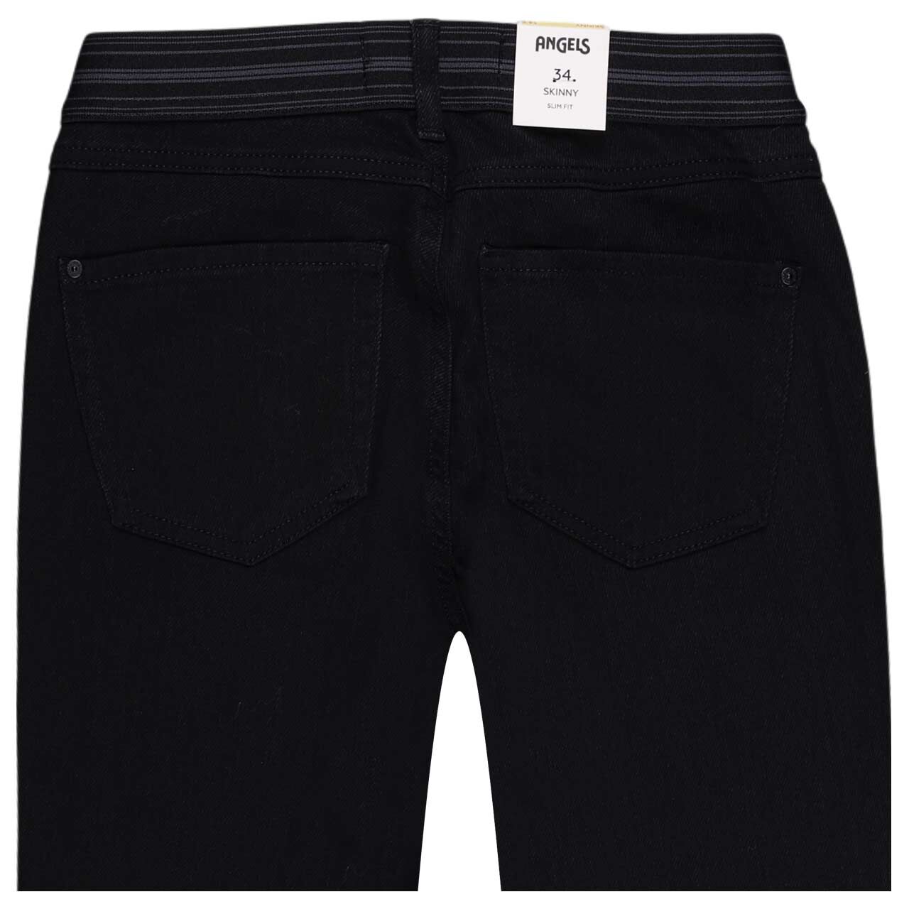 Stretch Damenjeans Skinny Sporty von Angels in Schwarz, detaillierte Rückansicht