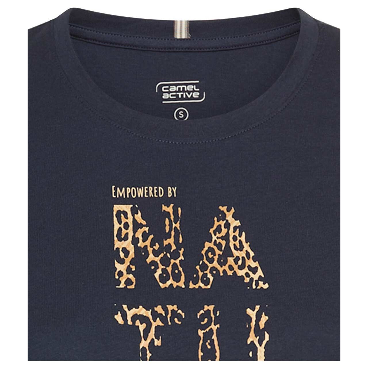 Damen T-Shirt von Camel active in Dunkelblau mit Print, detaillierte Vorderansicht