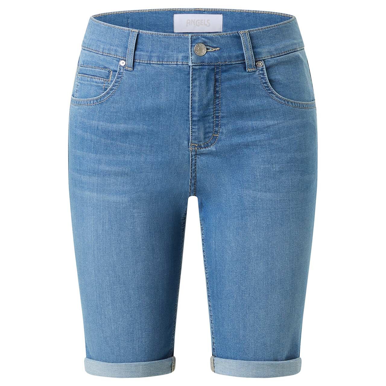 Damen Jeans Bermuda TU von Angels in Blau angewaschen, Vorderansicht