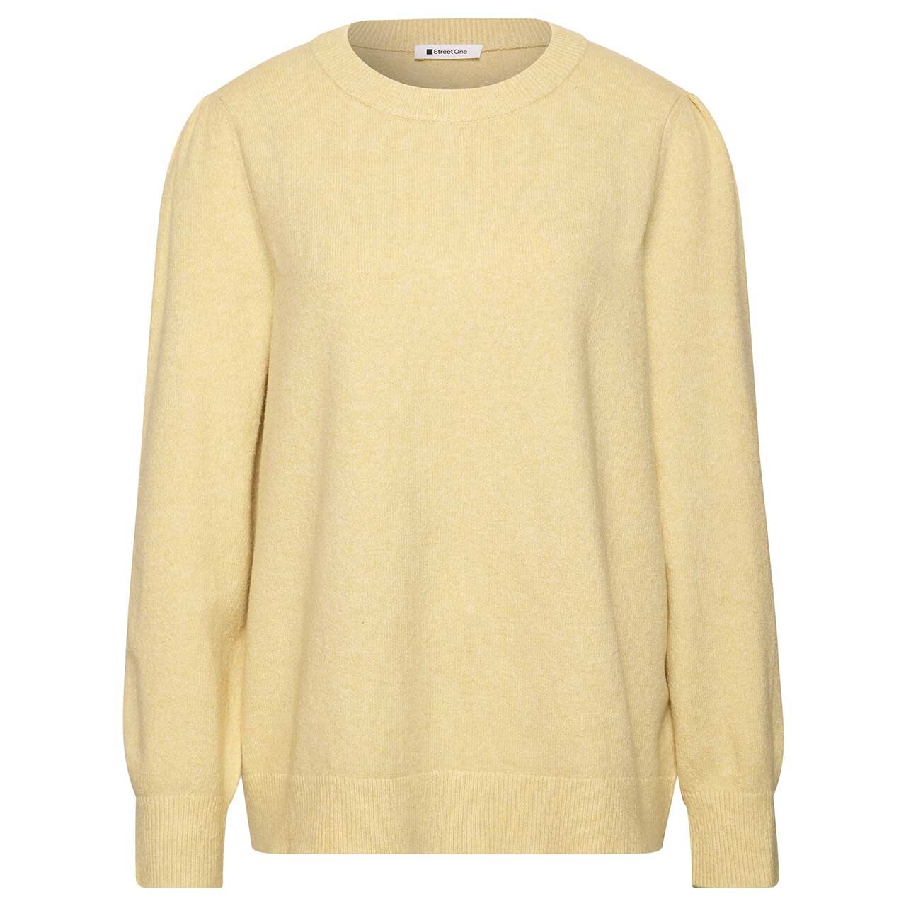 Street One Damen Pullover Cosy Puffy Sleeve Sweater sunbeam yellow melange