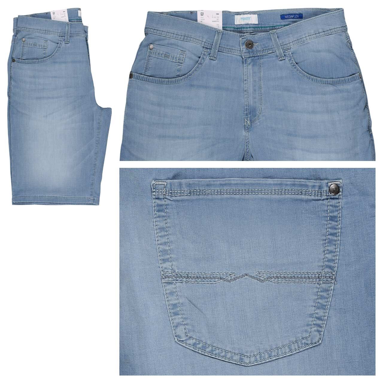 Pioneer Finn Jeans Bermuda Megaflex light blue stonewash