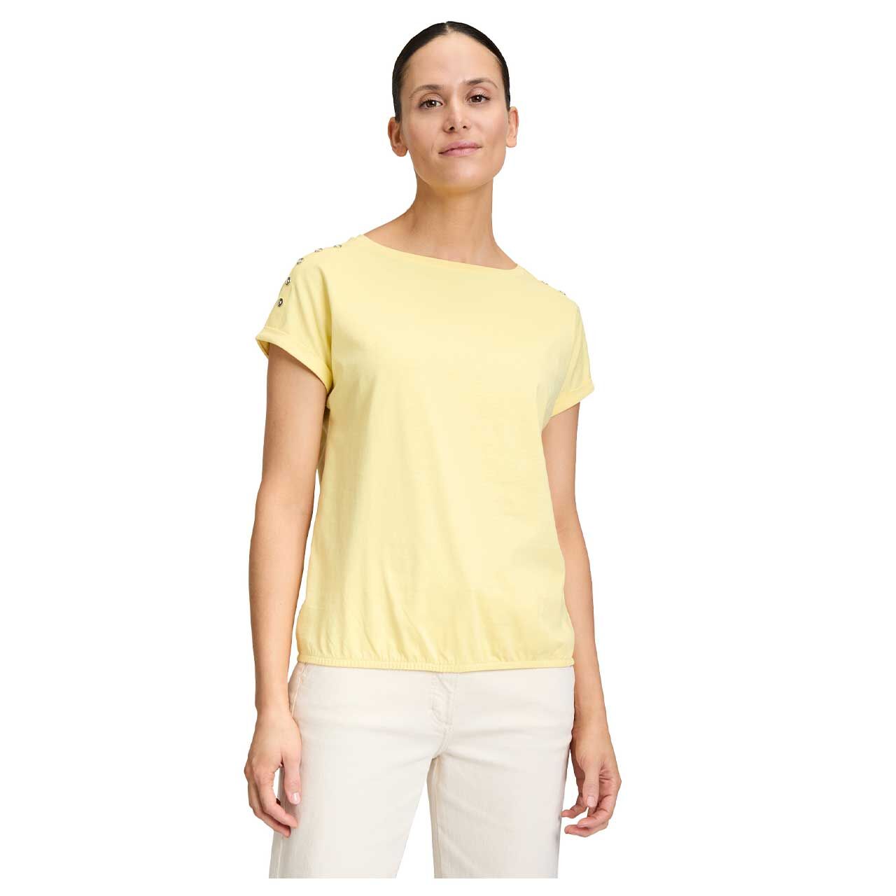 Damen T-Shirt von Betty Barclay in Gelb, Vorderansicht Oberkörper getragen