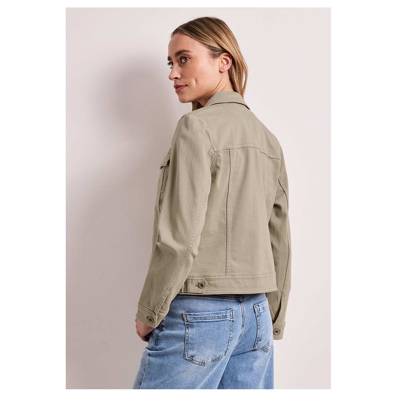 Damen Jeansjacke von Street One in Beige angewaschen, Seitenansicht