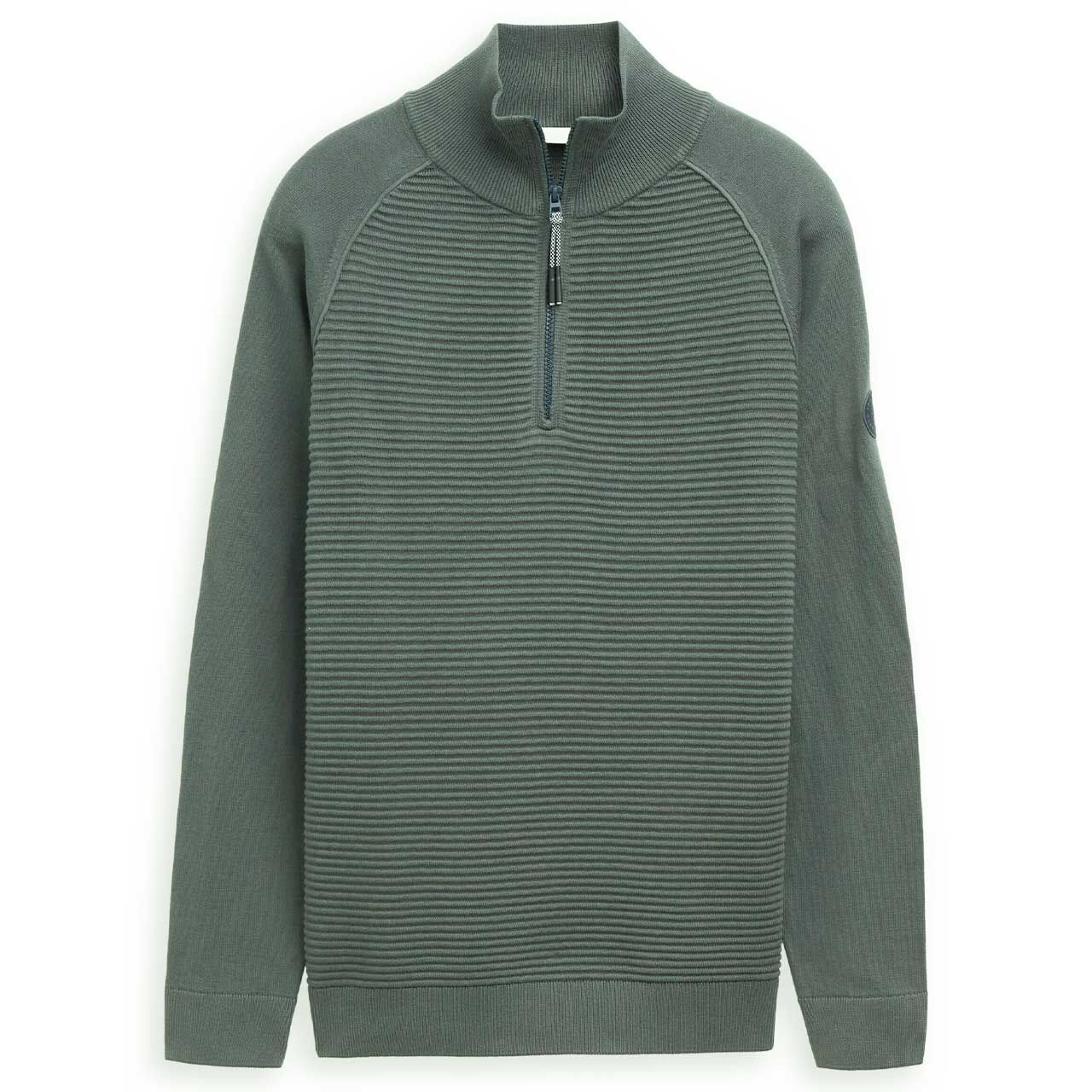 Tom Tailor Herren Pullover Minimal Structured Knit Troyer darkest olive