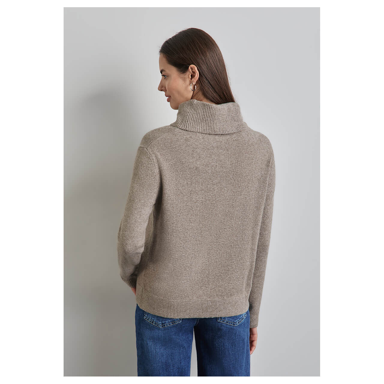 Street One Damen Rollkragen Pullover Easy Roll Neck Sweater mocha beige melange