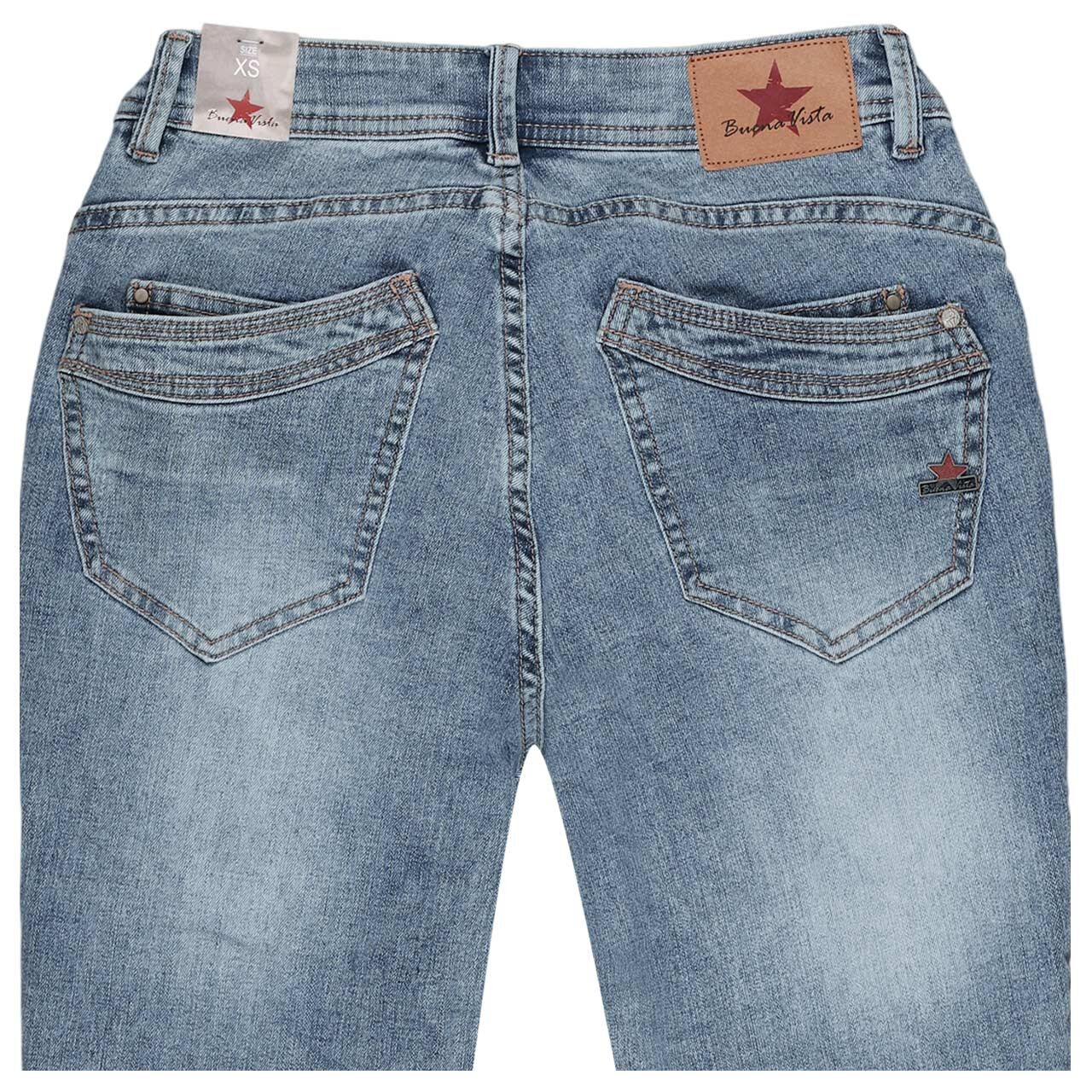 Damenjeans Malibu-Zip High 7/8 Stretch Denim von Buena Vista in Hellblau angewaschen, detaillierte Rückansicht