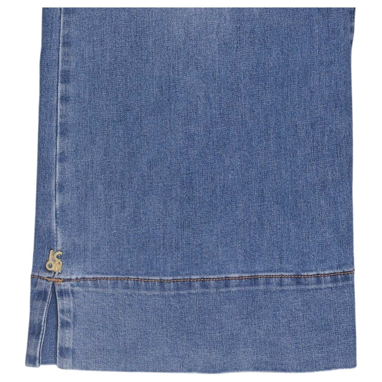 Damen 7/8 Jeans Long Beach Slit von Senoritas ICON in Blau angewaschen, Detailansicht Saum