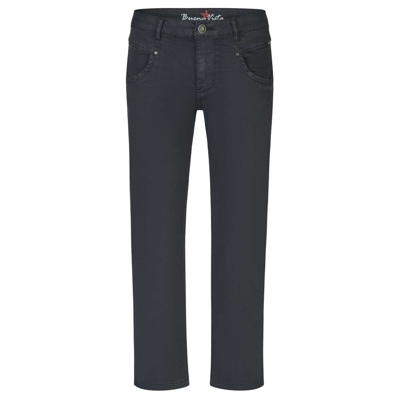 Damen Baumwollhose Anna C 7/8 Straight Stretch Twill von Buena Vista in Dunkelblau, Vorderansicht
