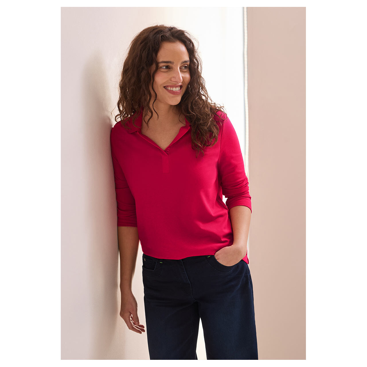 Cecil Damen 3/4 Arm Poloshirt Piquée granita red