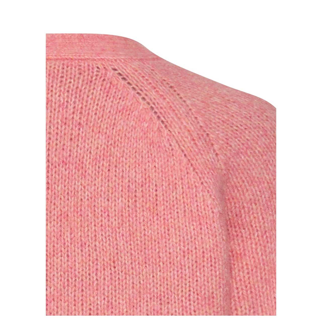 Damen Strickjacke von Camel active in Pink meliert, detaillierte Rückansicht Kragen