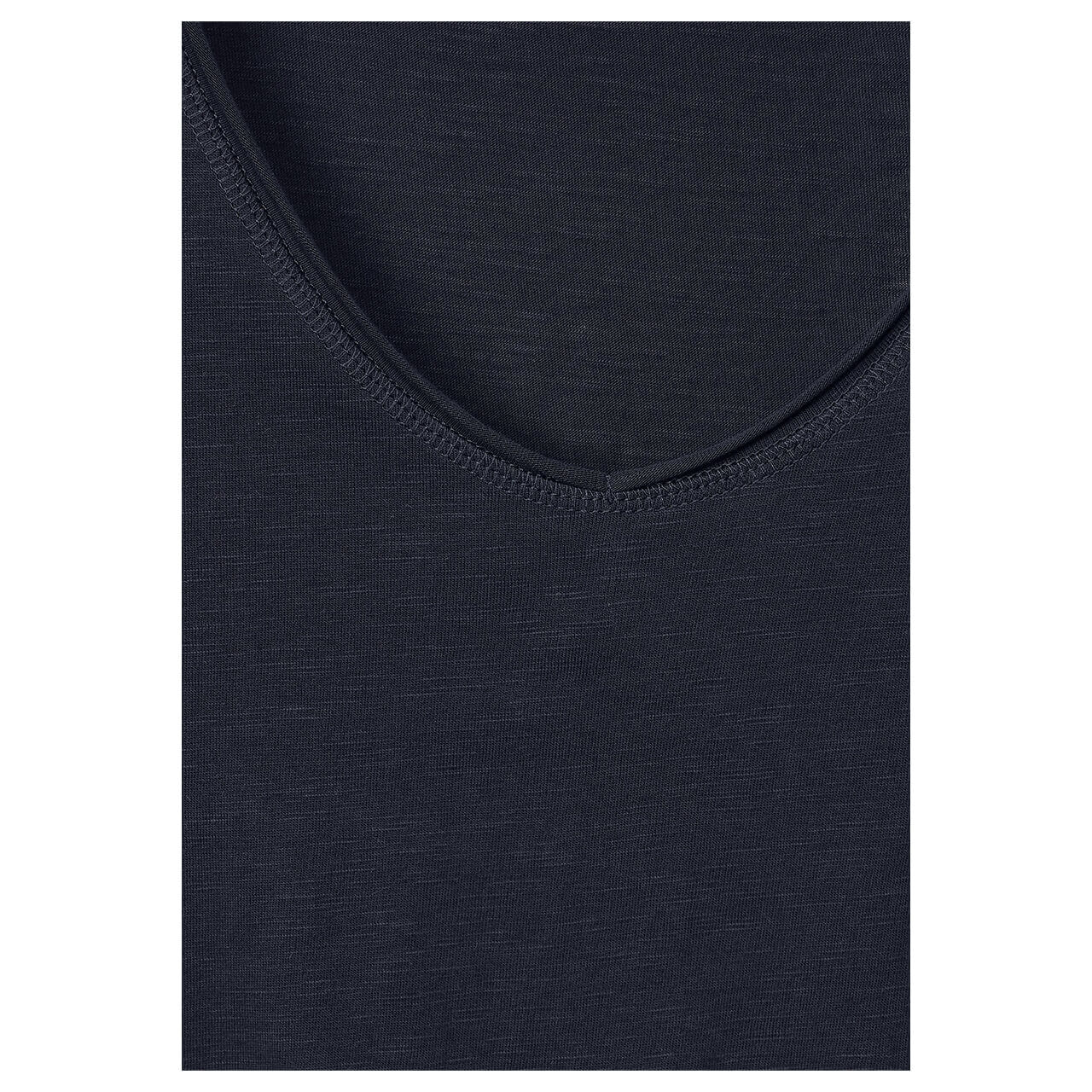 Cecil Basic Rounded V-Neck T-Shirt deep blue