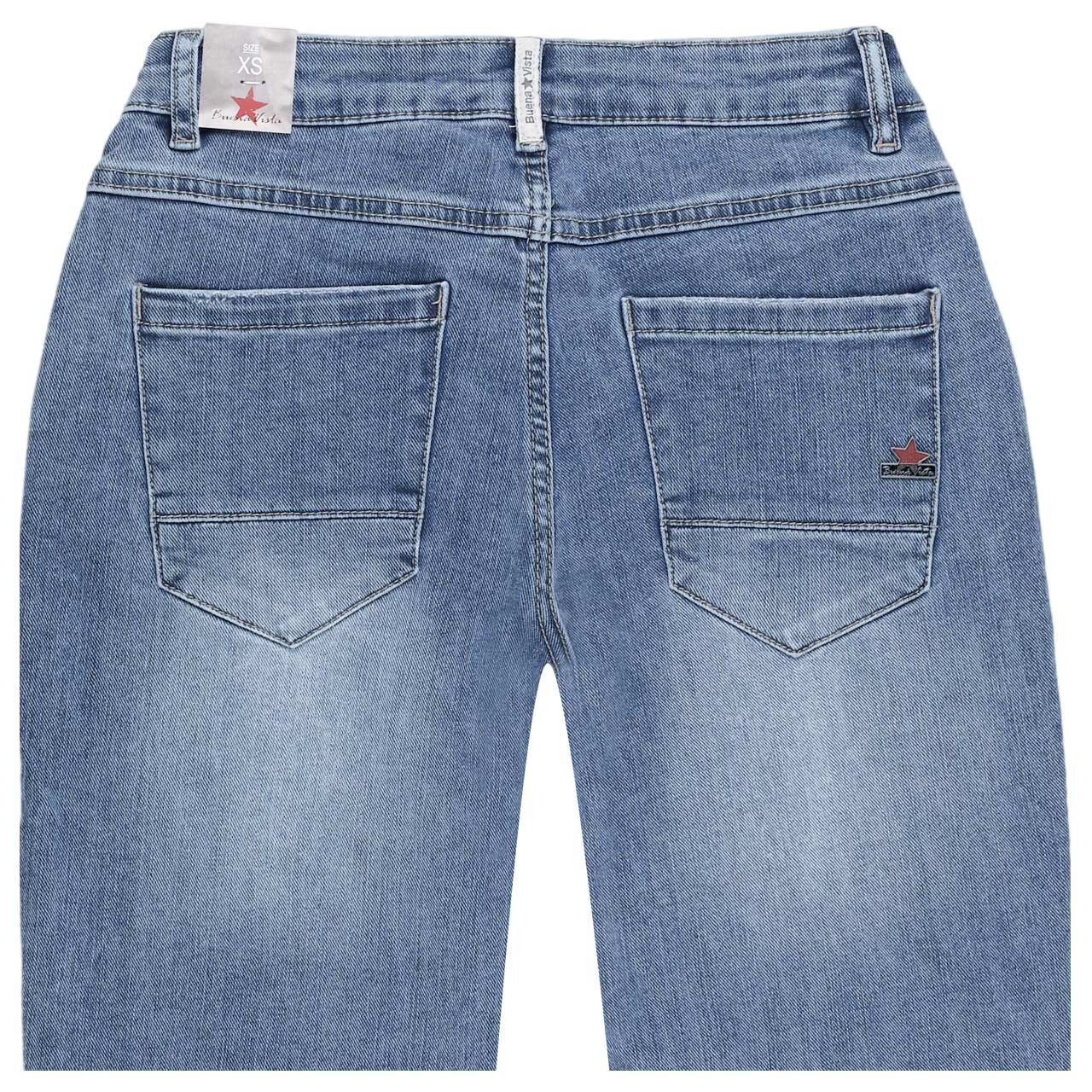 Damenjeans Anna C 7/8 Straight Stretch Denim von Buena Vista in Hellblau angewaschen, detaillierte Rückansicht