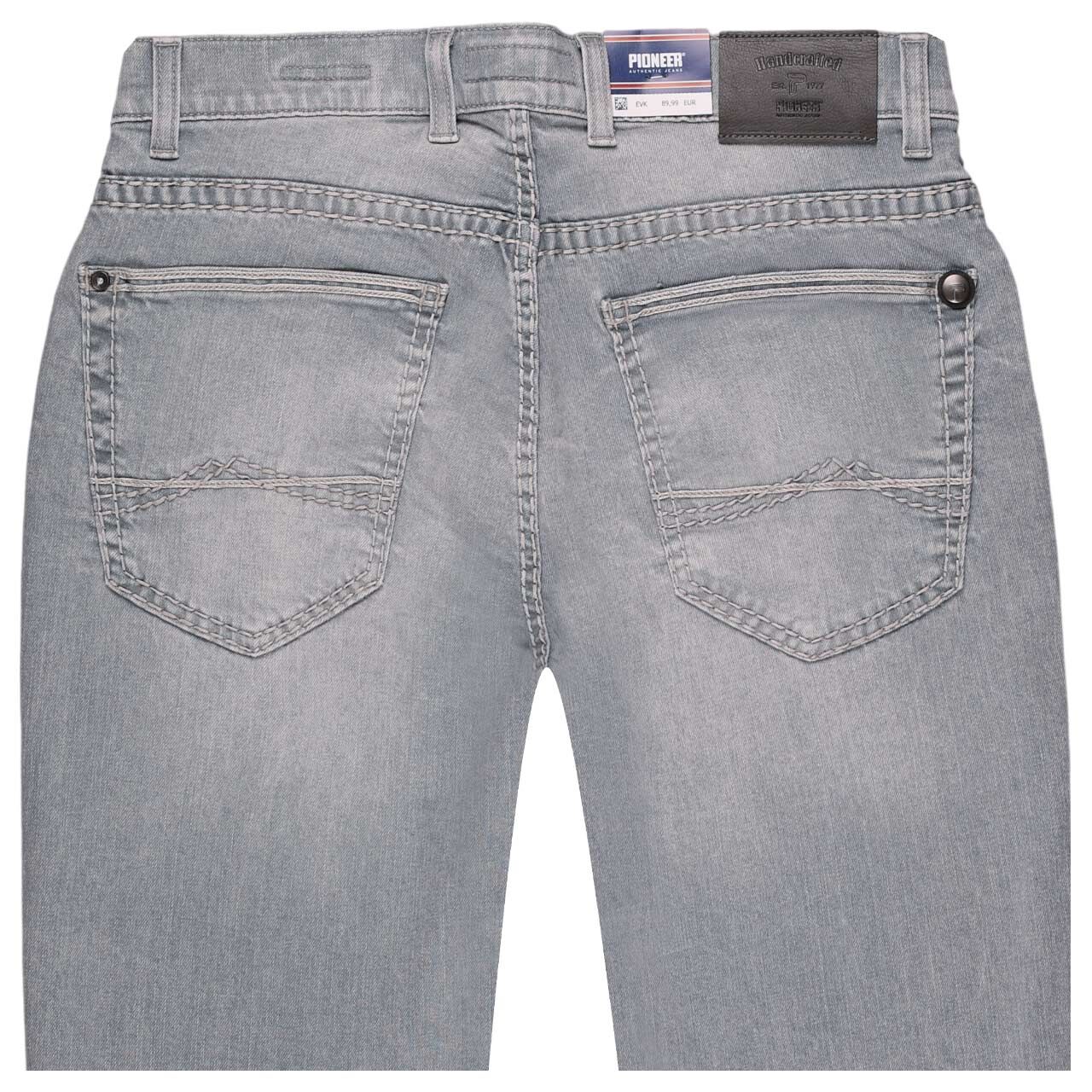 Stretch Herrenjeans Rando Megaflex in Hellgrau angewaschen, detaillierte Rückansicht