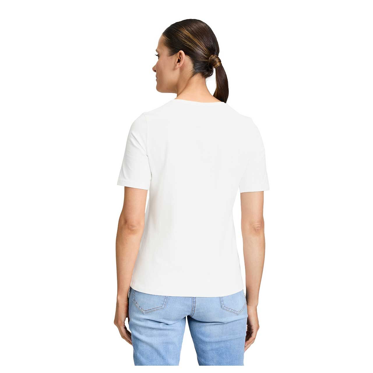 Damen T-Shirt von Betty Barclay in Cremeweiß mit Print, Rückansicht Oberkörper getragen