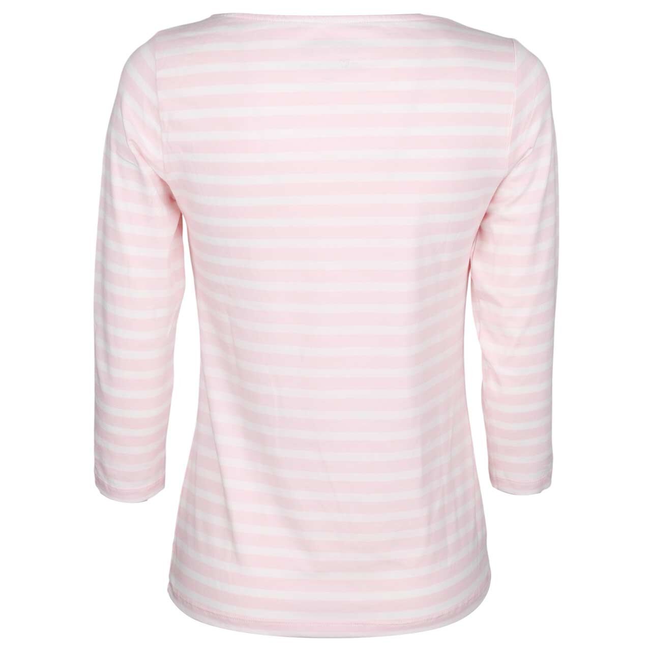 Damen 3/4 Arm Shirt von Munich Freedom in Rosa-Weiß gestreift, Rückansicht