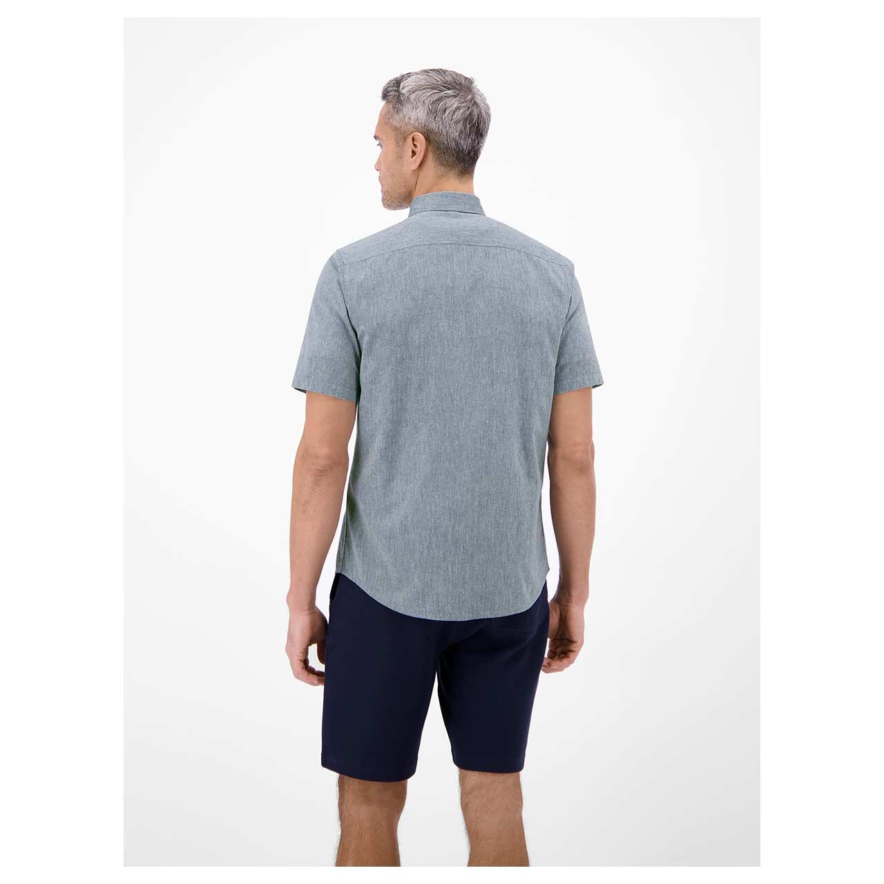 Herren 1/2 Arm Hemd von Lerros in Blau meliert, Rückansicht am Model