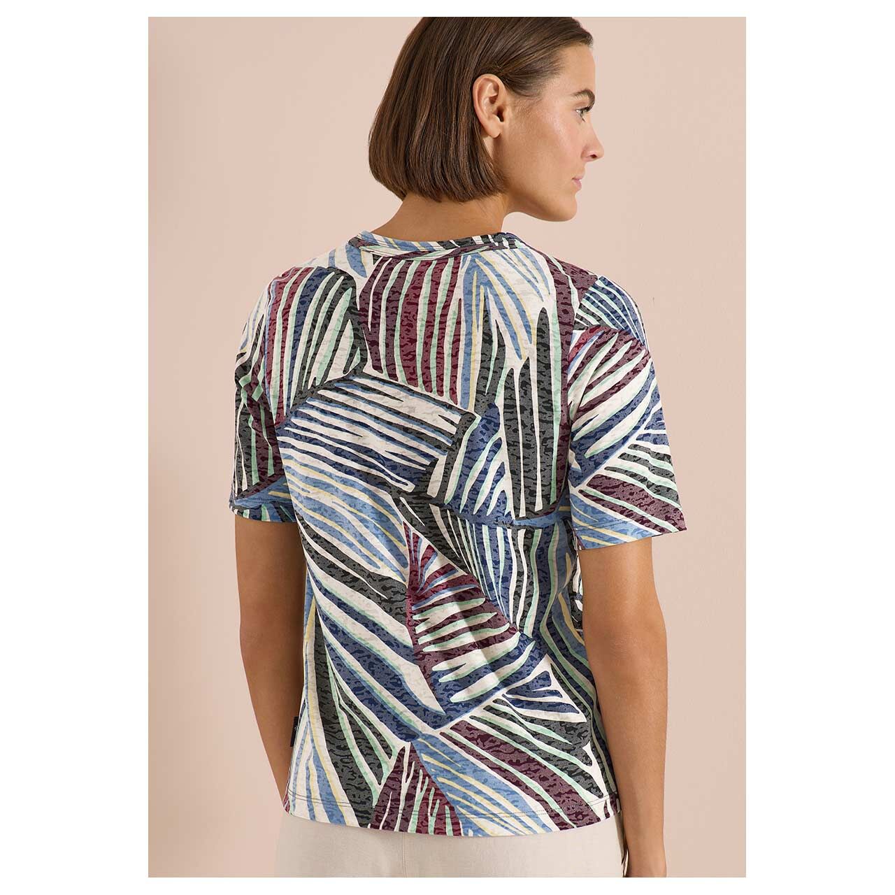 Damen T-Shirt Multi Burn Out von Cecil in Grün mit Print, Rückansicht am Model