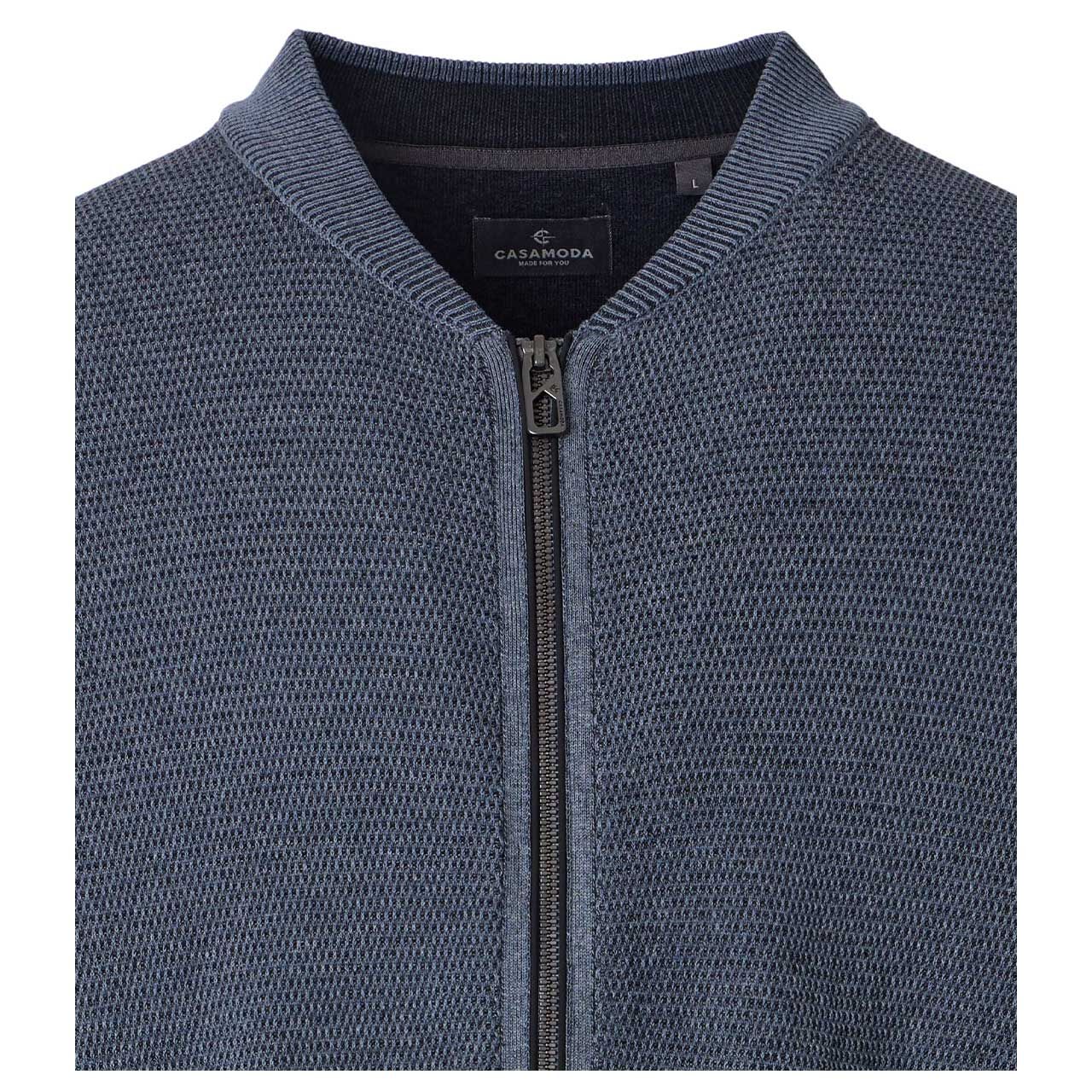 Herren Strickjacke von Casa Moda in Blau-Grau meliert, Detailansicht vorne