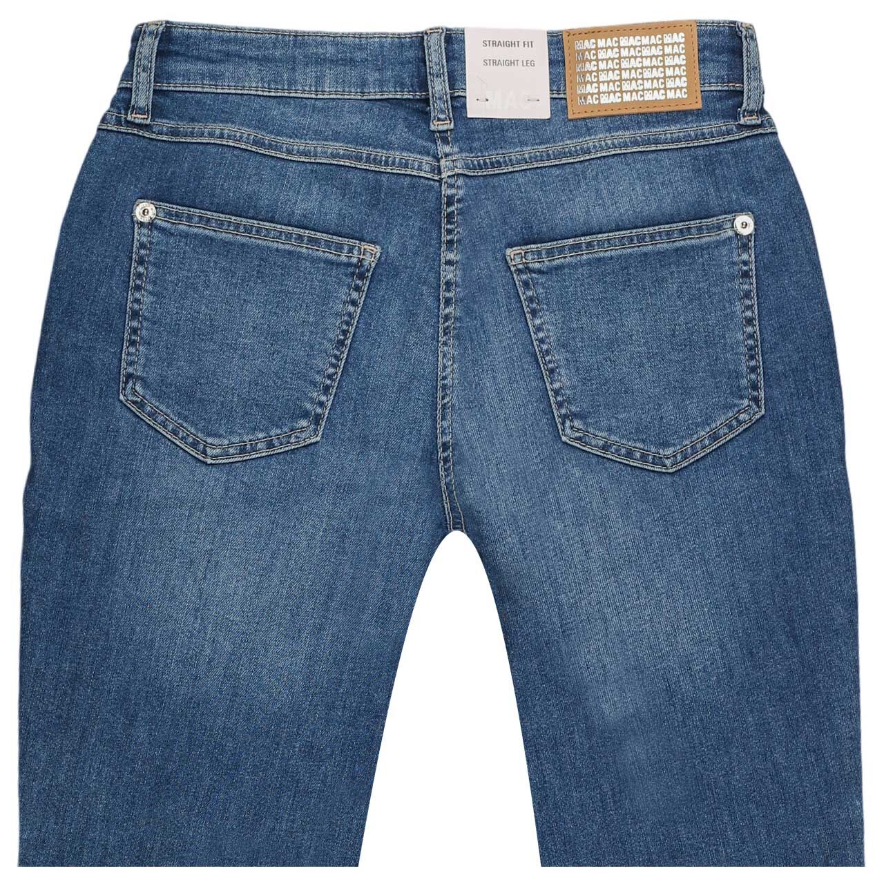Stretch Damenjeans Melanie von MAC in Blau angewaschen, detaillierte Rückansicht