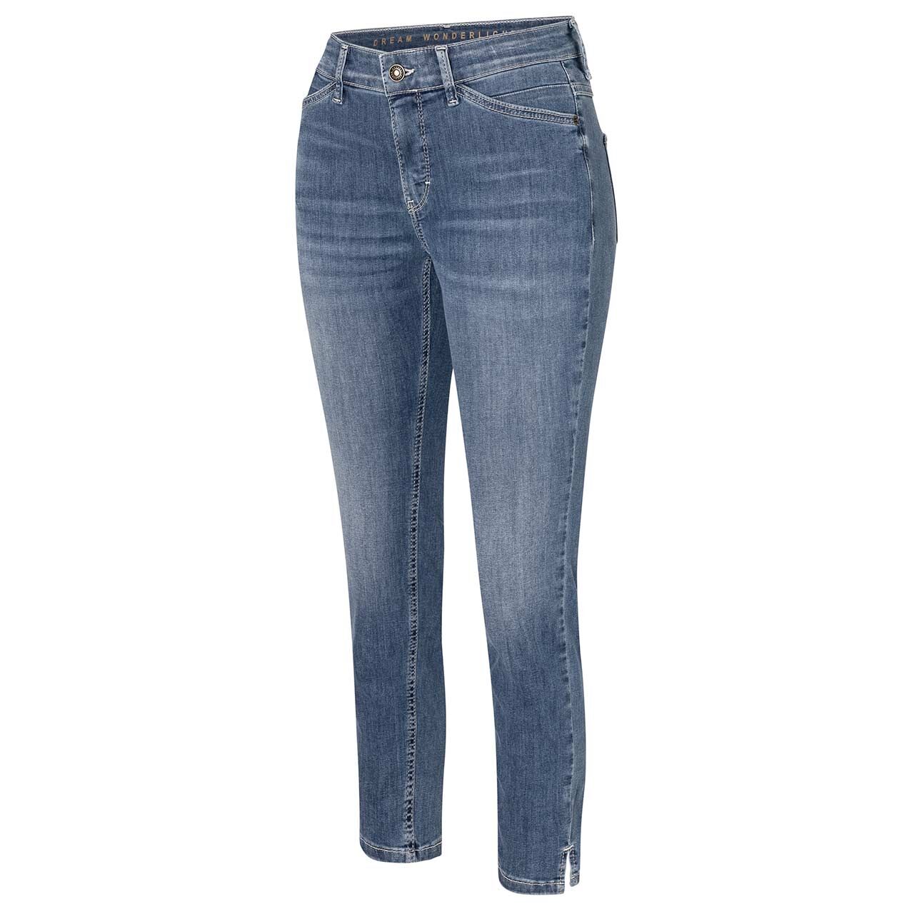 Stretch Damen 7/8 Baumwollhose Dream Summer von MAC in Blau angewaschen, Seitenansicht