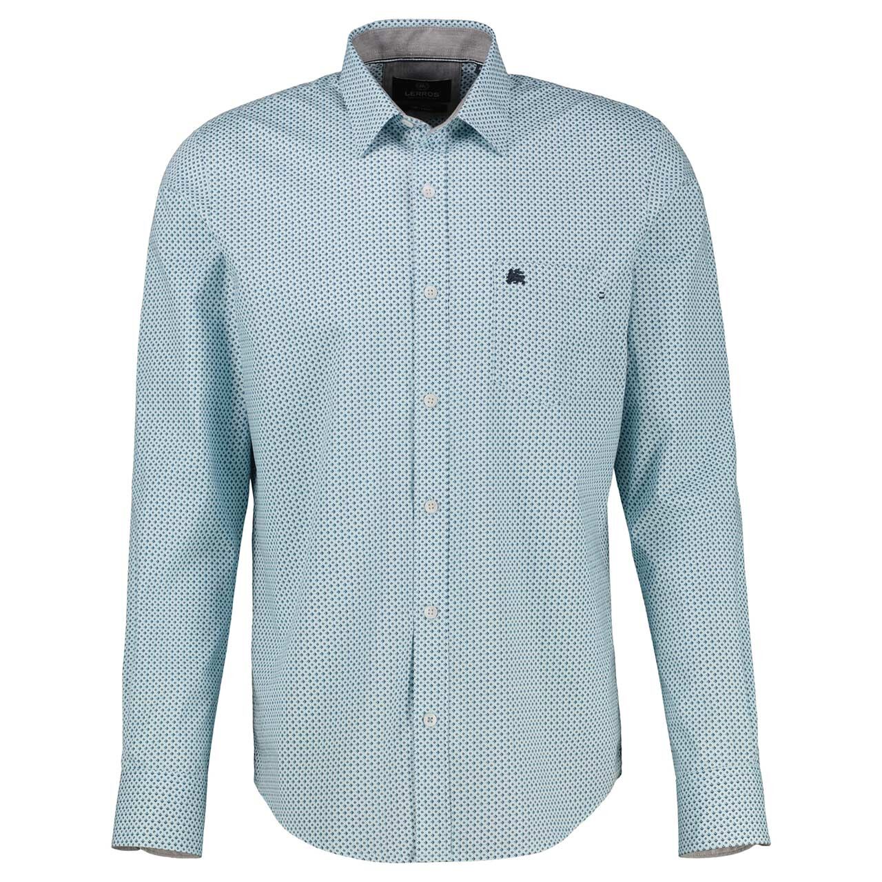 Lerros Herren Langarm Hemd ice blue minimal print