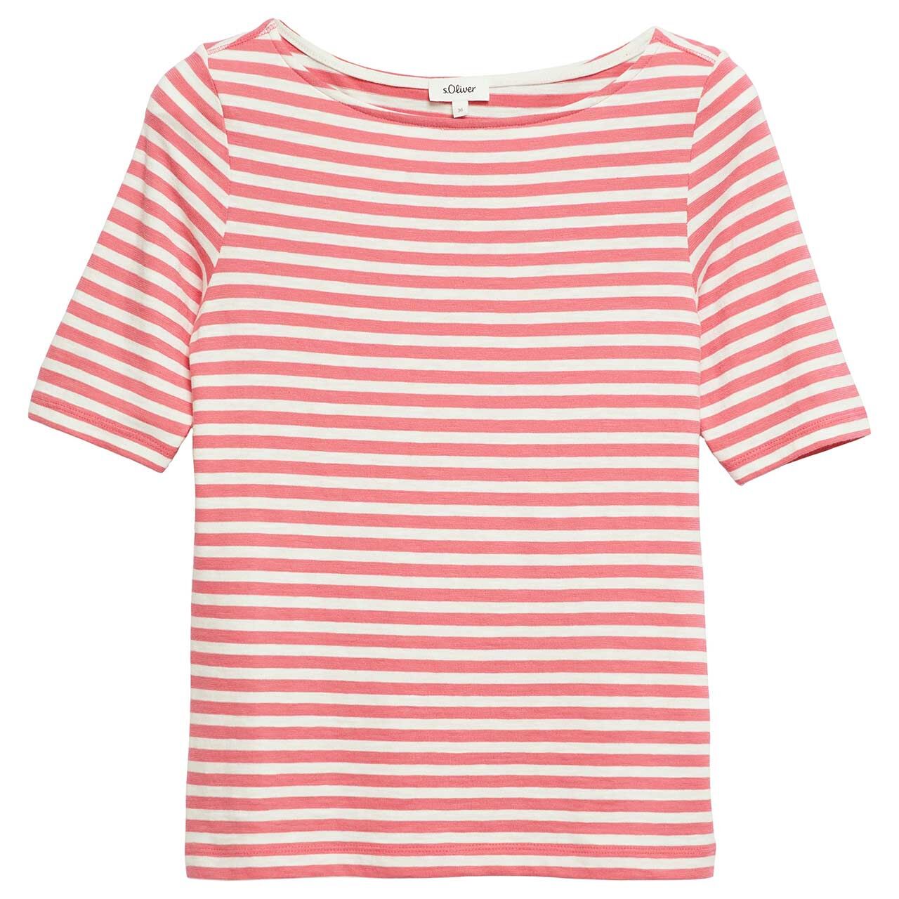 s.Oliver Damen T-Shirt marsala pink stripes