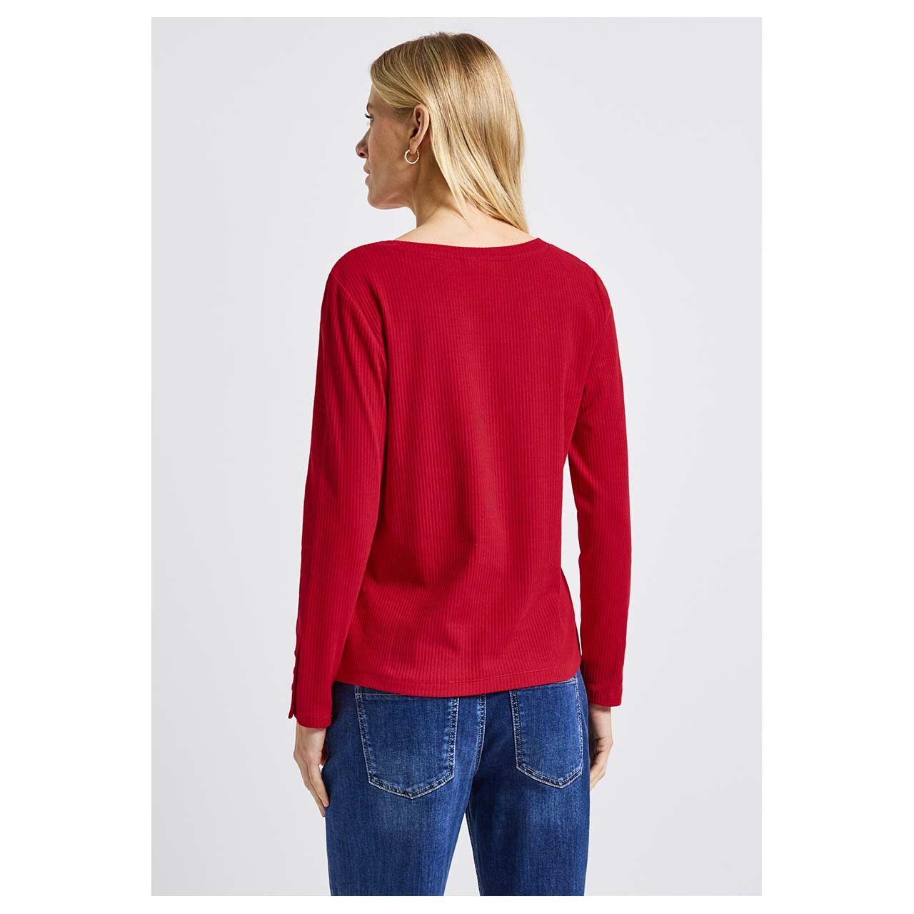 Damen Langarm Shirt Buttons at Cuffs von Street One in Rot, Rückansicht am Model