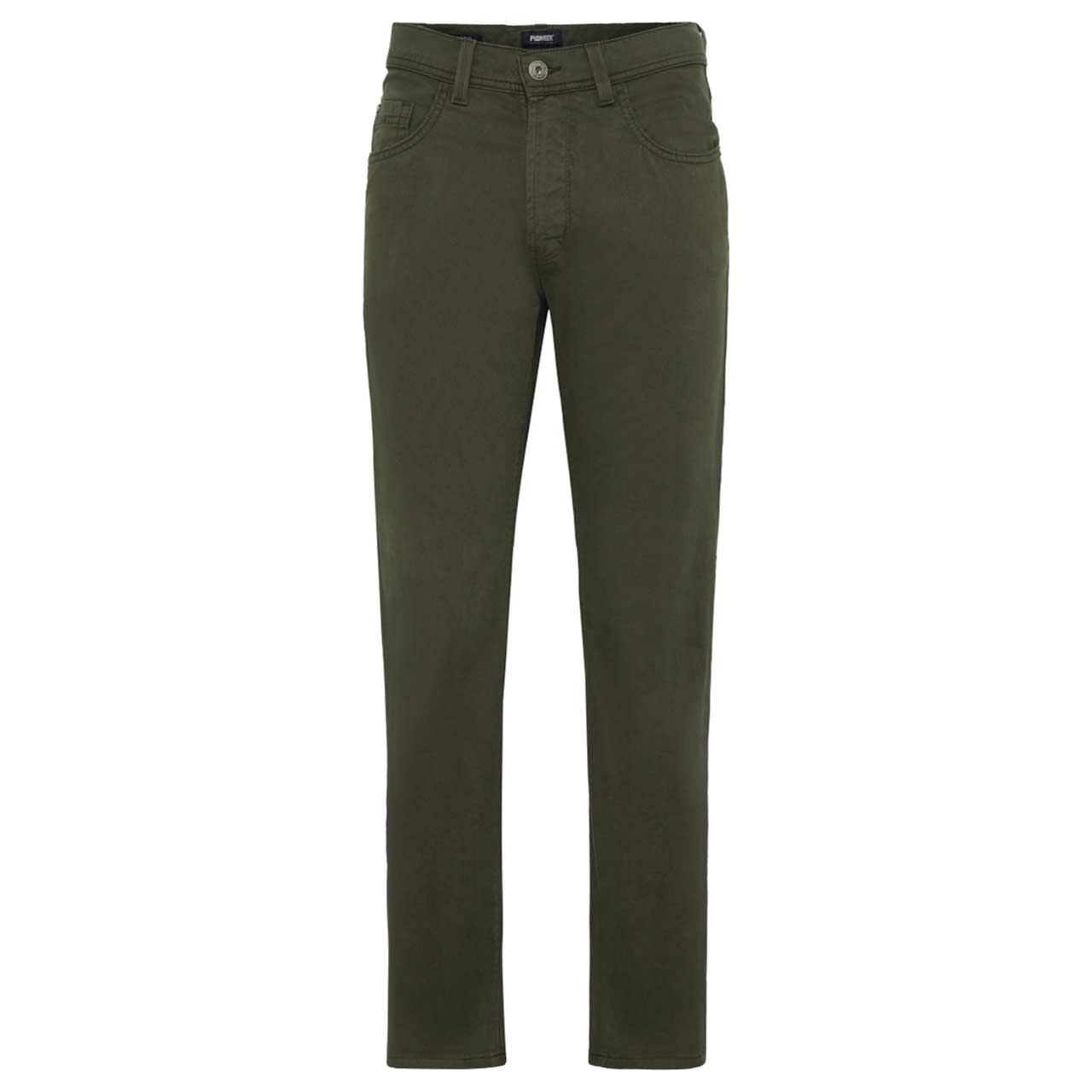 Stretch Herren Baumwollhose Rando in Dunkelgrün von Pioneer, Vorderansicht
