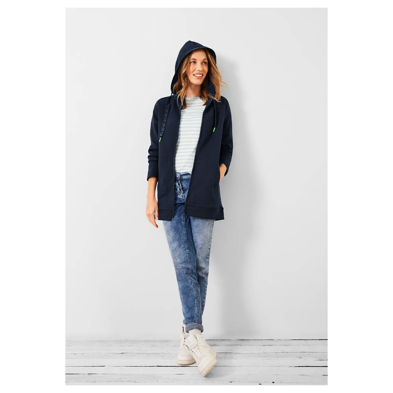 Cecil Hoodie Long Sweatjacke deep blue