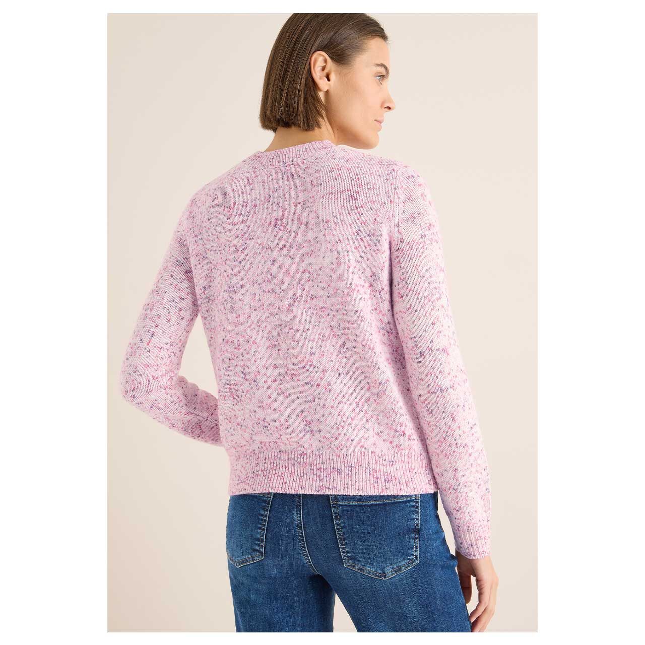 Damen Pullover Space Dye von Cecil in Rosa mit Print, Rückansicht am Model