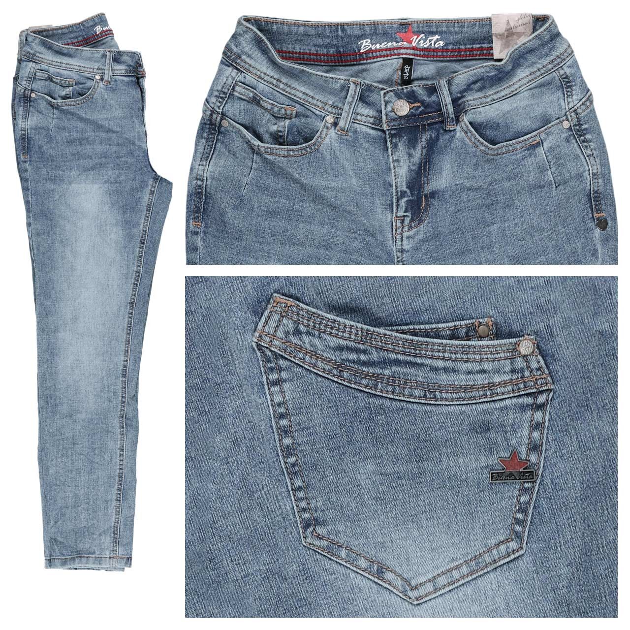 Buena Vista Malibu-Zip High 7/8 Stretch Denim Jeans light stone